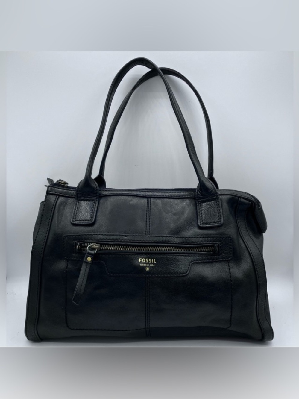 fOSSIL black leather shoulder bag cowhide
